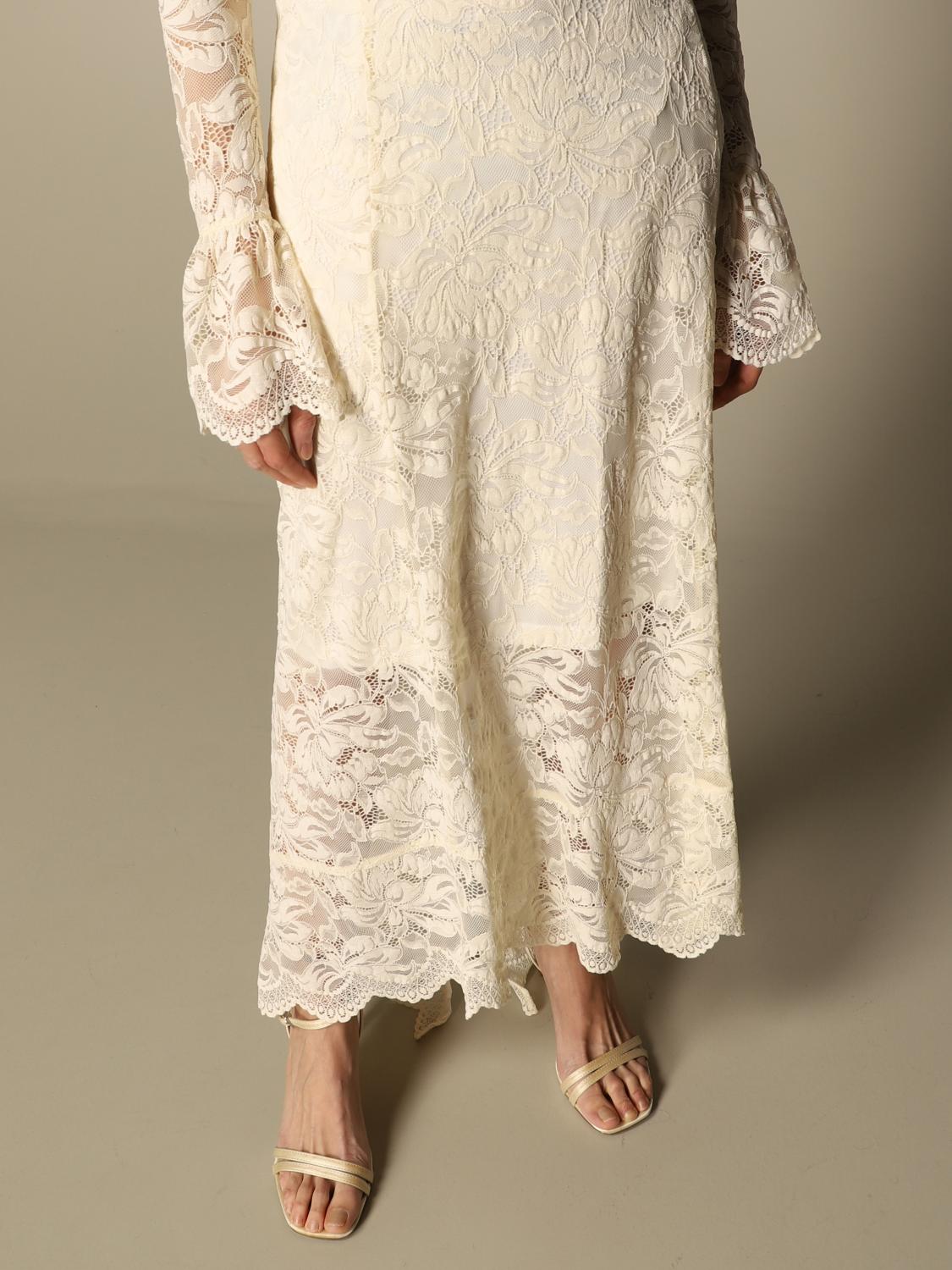 long ivory lace skirt