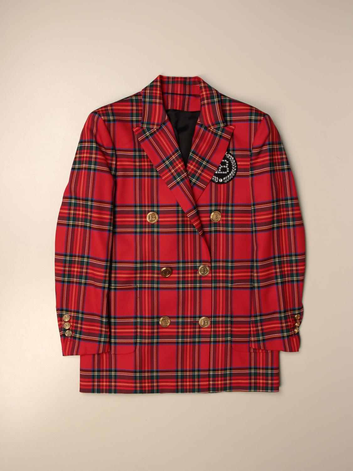 balmain plaid jacket