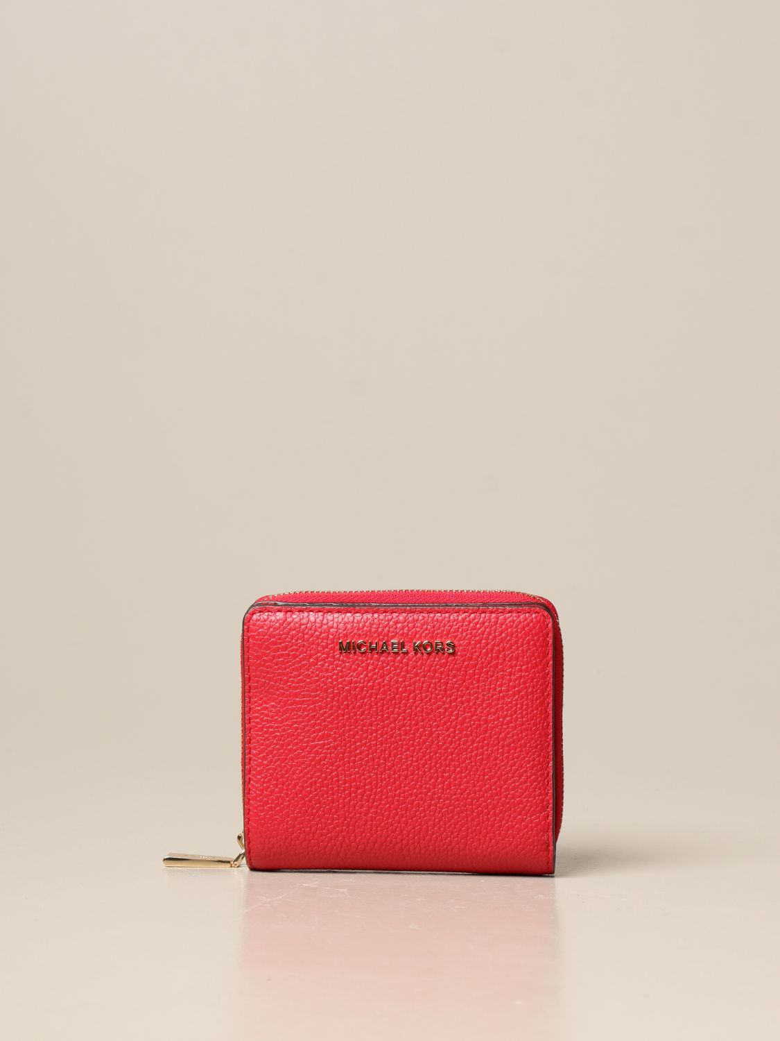MICHAEL KORS: Michael wallet in textured leather - Red | Michael Kors wallet  34F9GJ6Z8L online on 