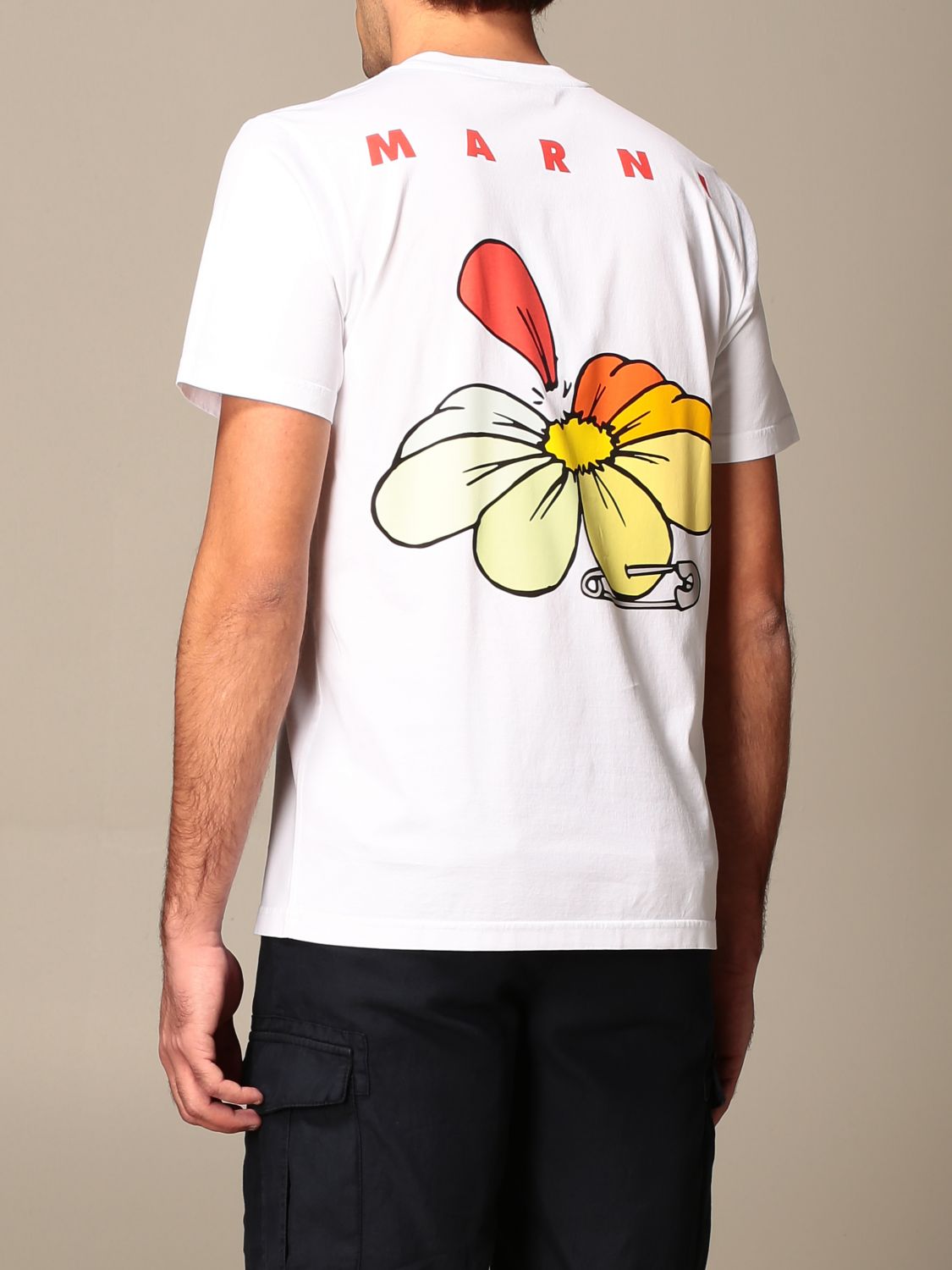MARNI: cotton T-shirt with logo and back print | T-Shirt Marni Men