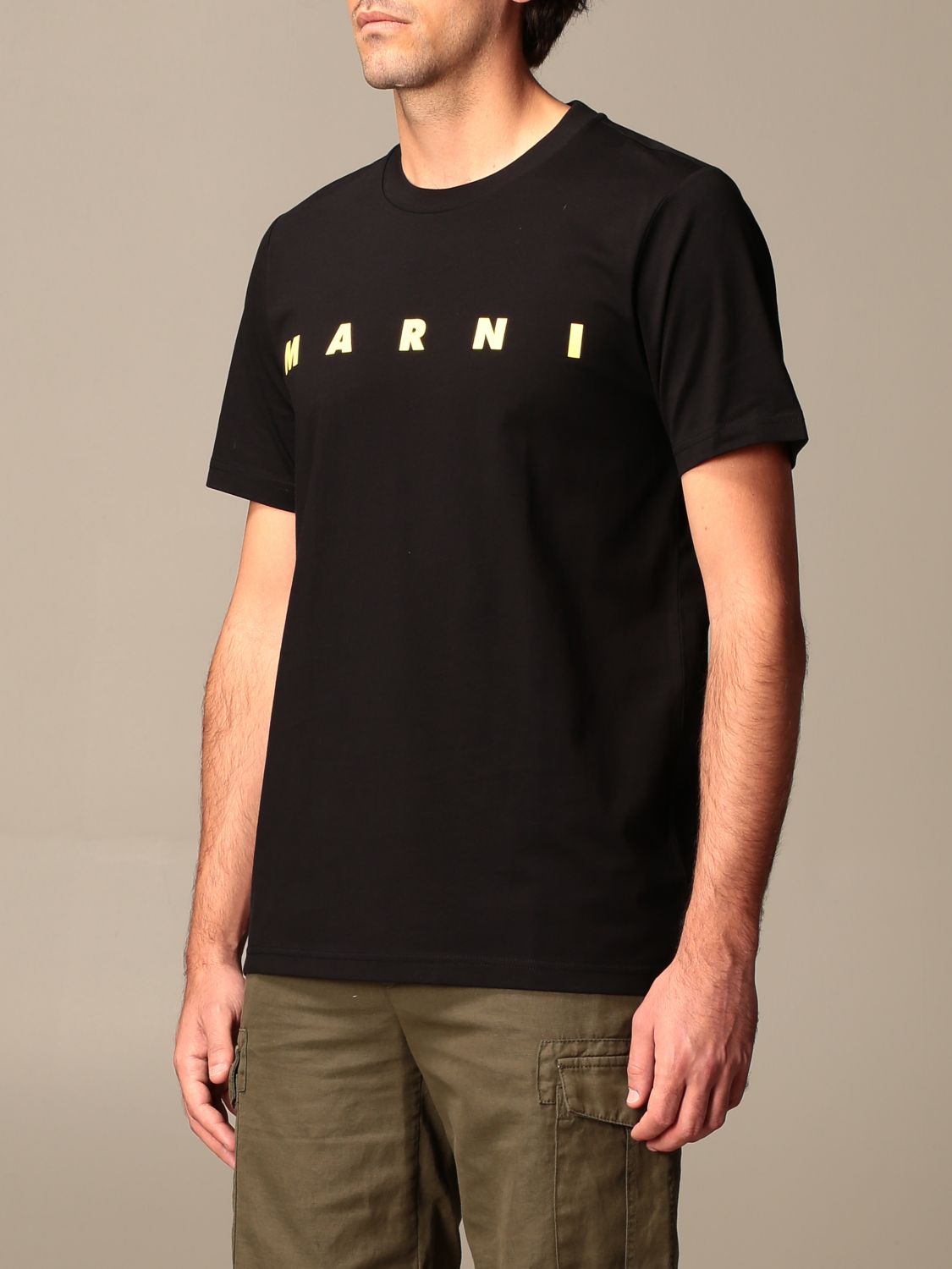 MARNI: cotton t-shirt with big logo - Black | T-Shirt Marni ...