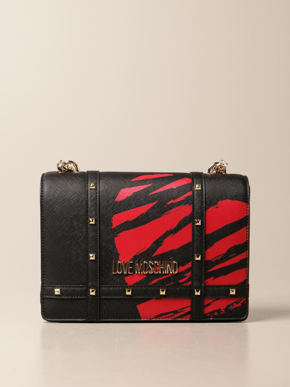 LOVE MOSCHINO bag in saffiano synthetic leather with heart Red