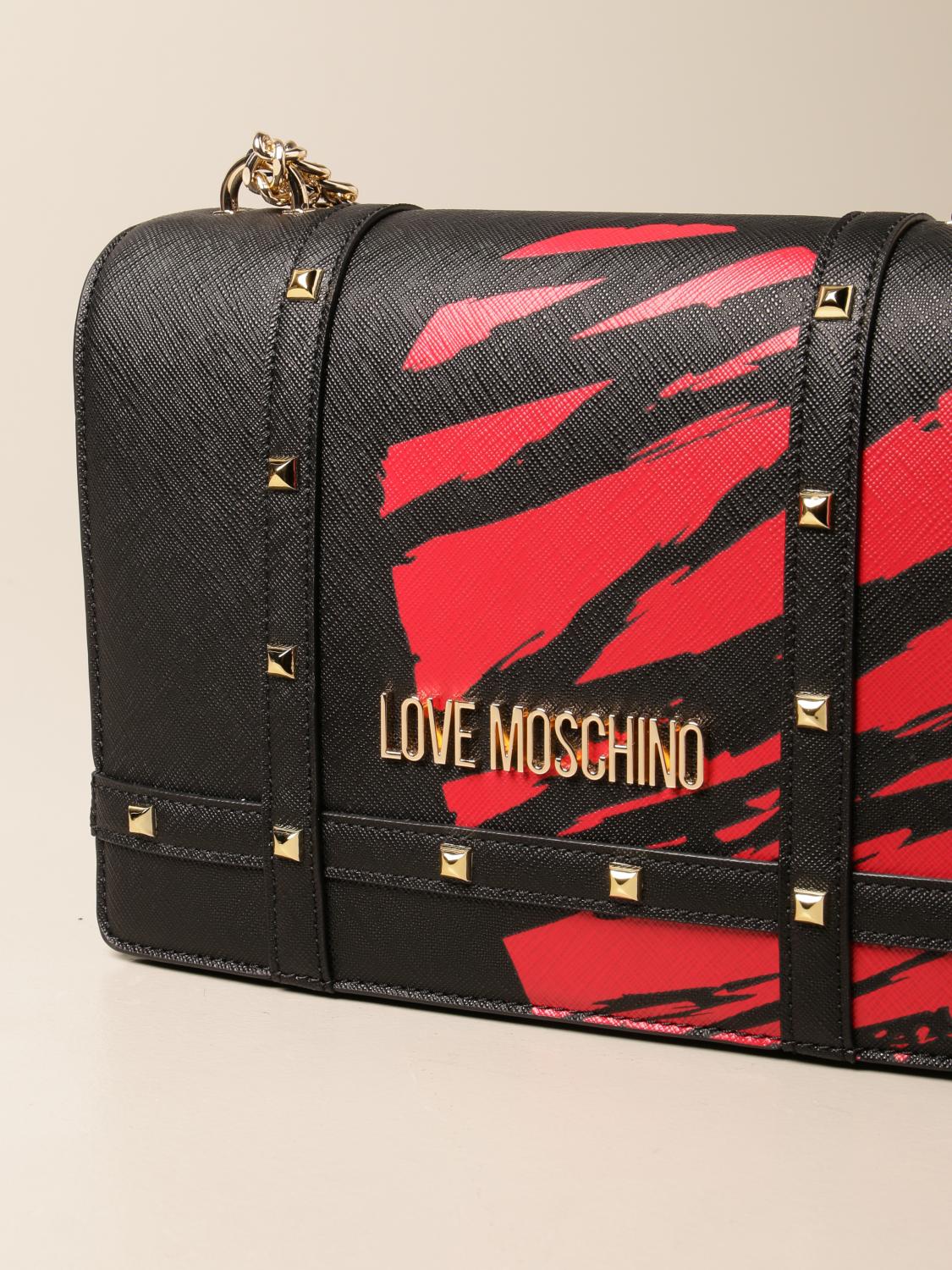 LOVE MOSCHINO bag in saffiano synthetic leather with heart Red