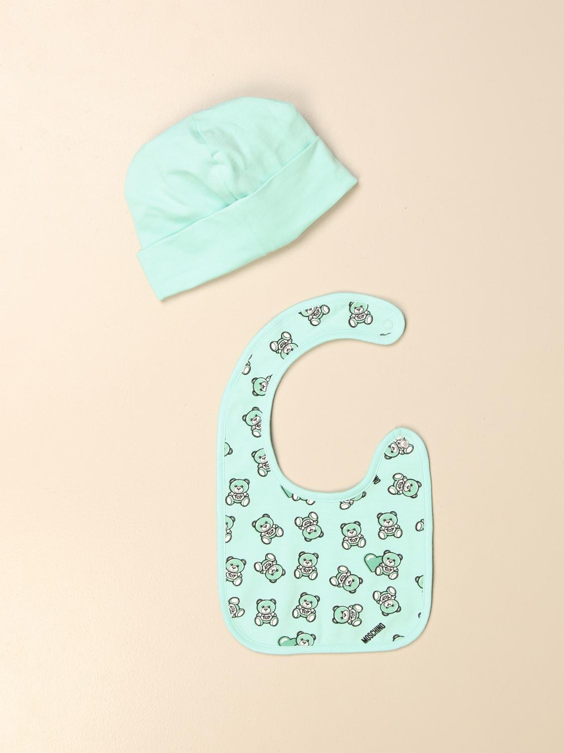 MOSCHINO BABY hat + bib set Green Moschino Baby pack MUY03E LBB56