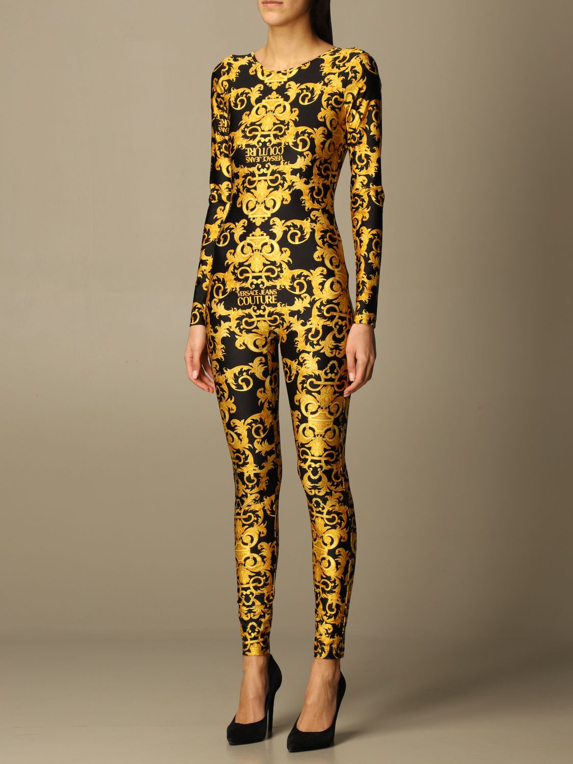 VERSACE JEANS COUTURE: long jumpsuit with baroque pattern | Jumpsuits