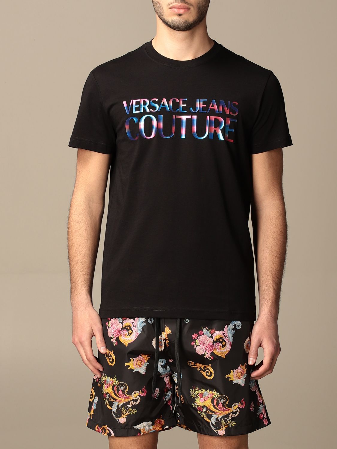 VERSACE JEANS COUTURE: T-shirt with print - Black | Versace Jeans ...