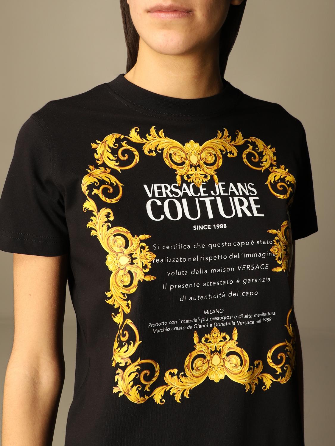 Versace Jeans Couture T Shirt With Baroque Print T Shirt Versace Jeans Couture Women Black T Shirt Versace Jeans Couture B2hwa7tj Giglio En