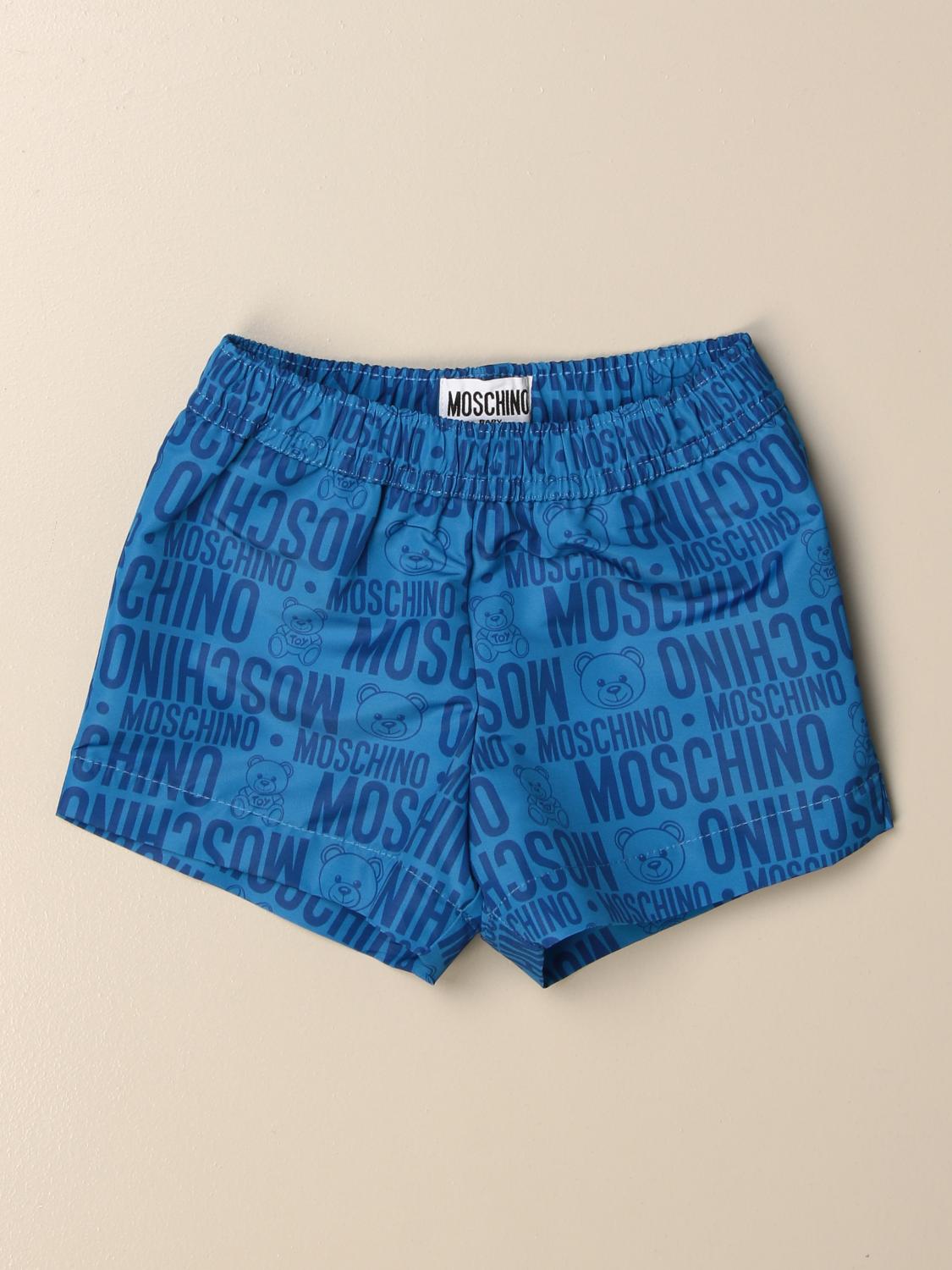 MOSCHINO BABY boxer costume with all over logo Blue Swimsuit