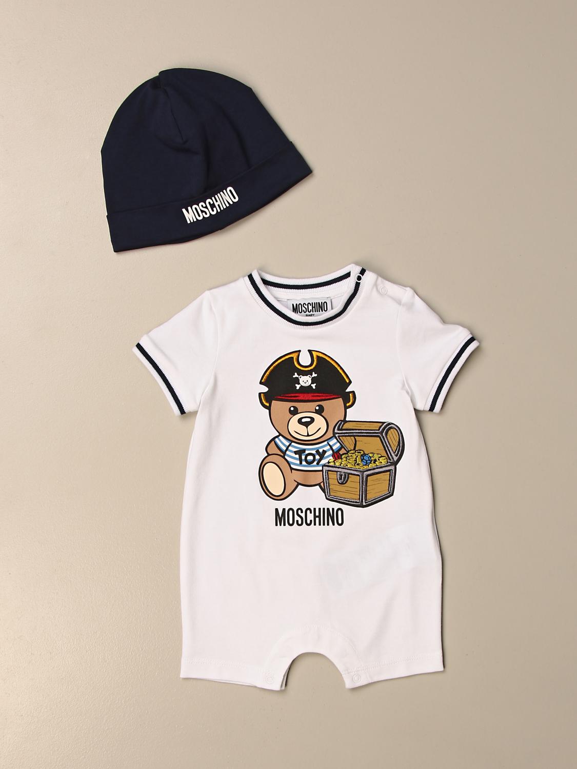 MOSCHINO BABY onesie + hat set White Moschino Baby pack MUY03A