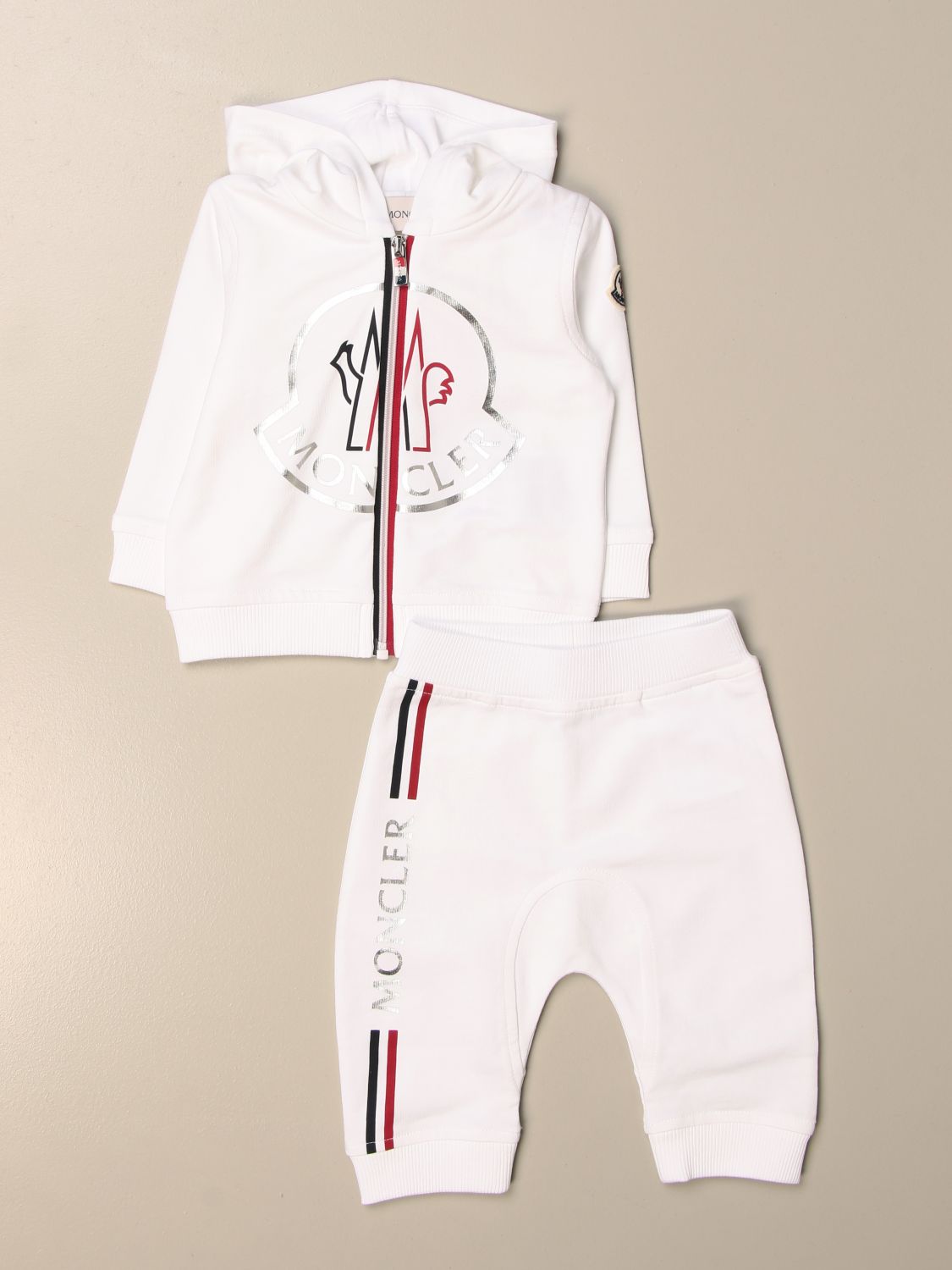 Jumpsuit Moncler: Moncler sweatshirt + trousers with striped bands yellow cream 1