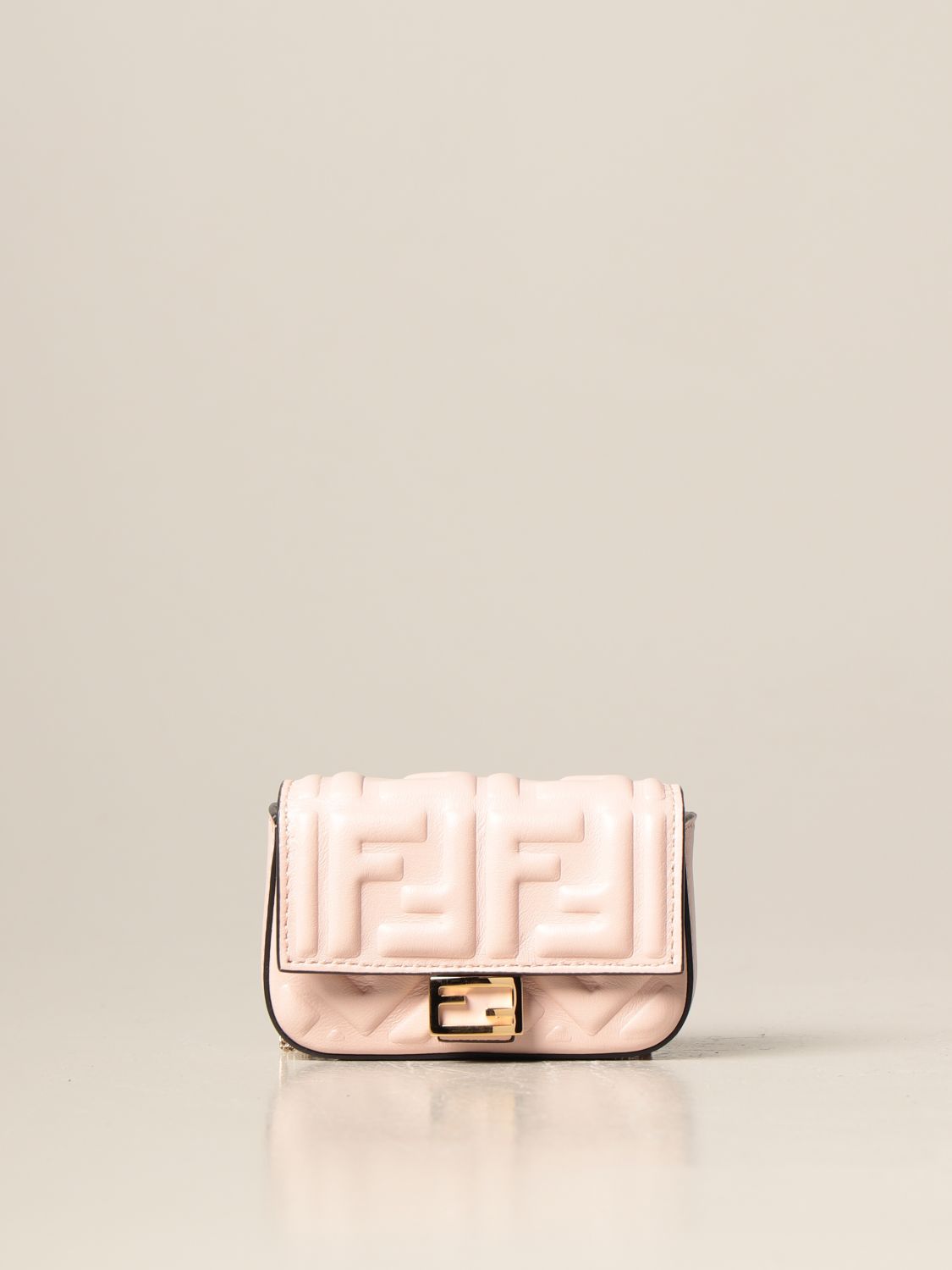 FENDI: nano Baguette bag in leather with embossed FF logo | Crossbody ...