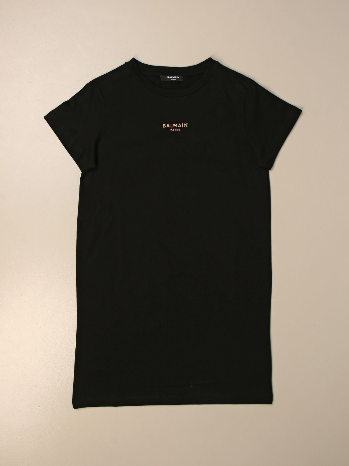 Balmain Outlet: cotton t-shirt dress with logo - Black | Dress Balmain ...