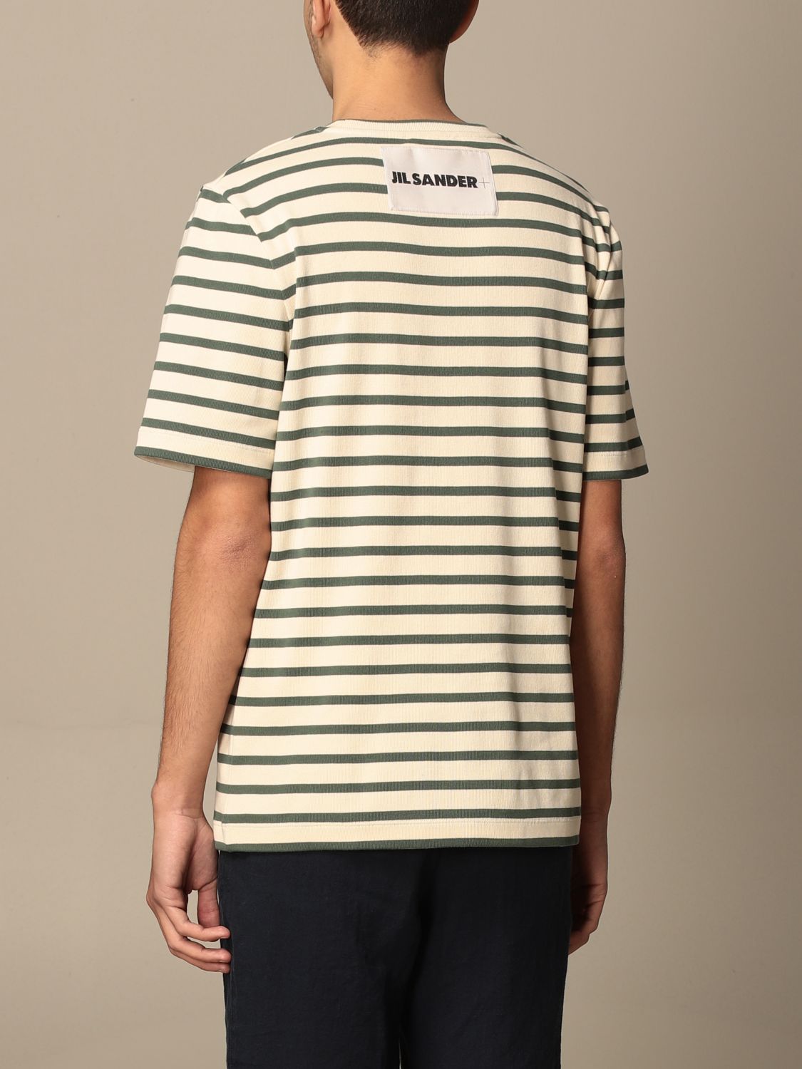 JIL SANDER: basic striped cotton t-shirt - Green | Jil Sander t 