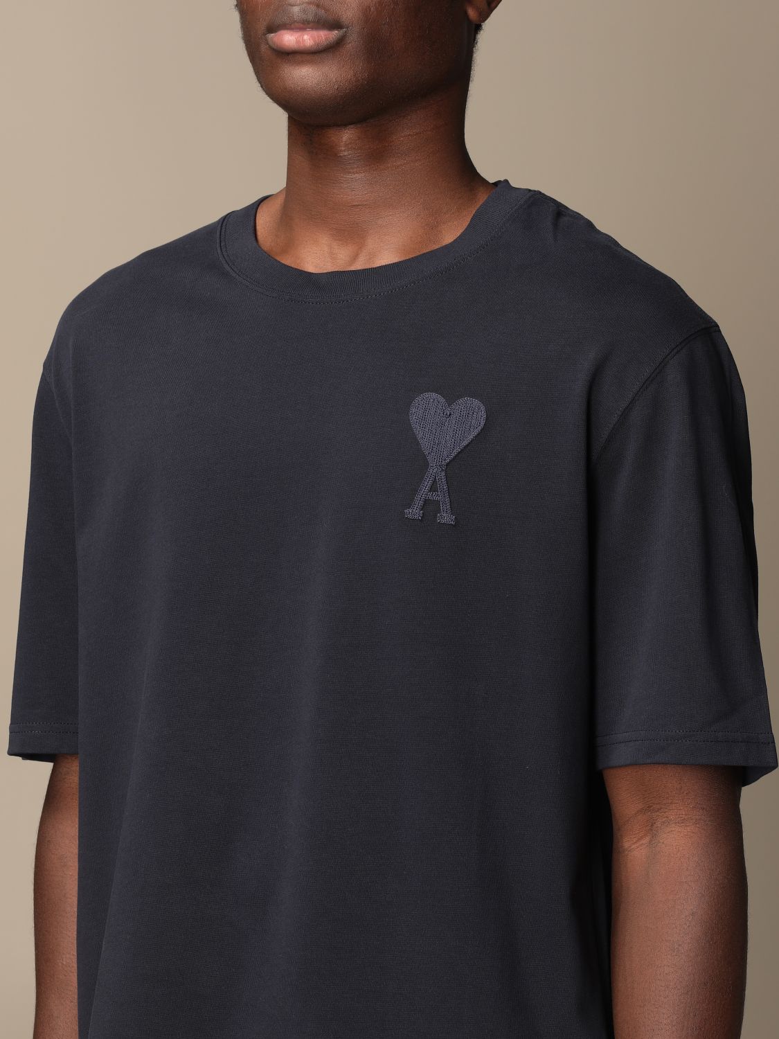 AMI PARIS: Ami Alexandre Mattiussi cotton t-shirt with logo - Blue 