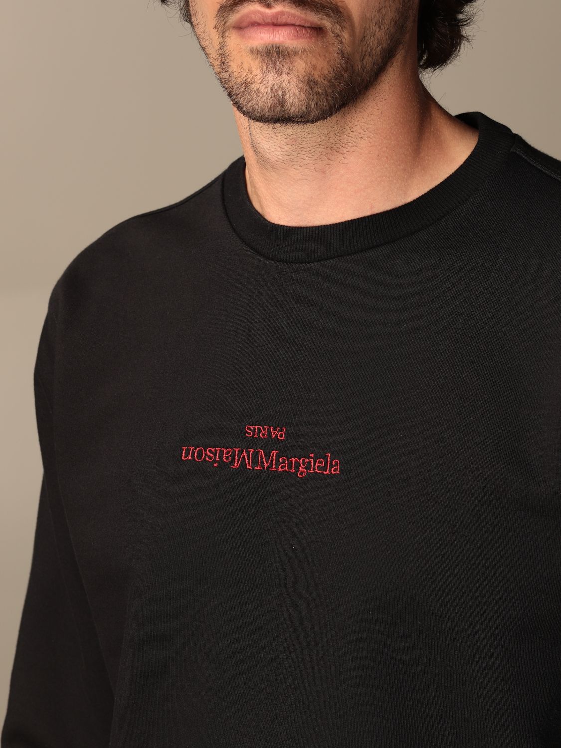 Maison Margiela Upside Down Logo Crewneck Sweatshirt Grey Black
