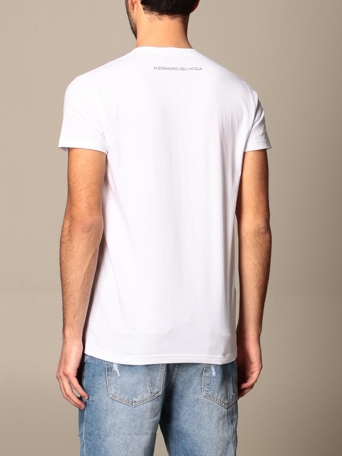 ALESSANDRO DELL'ACQUA: t-shirt in cotton with logo print - White | T ...