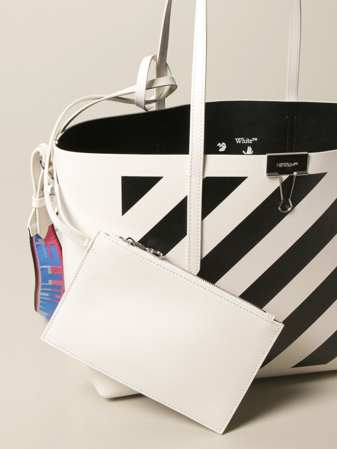 OFF-WHITE: Diag Off White belt bag in saffiano leather with diagonal print  - Black