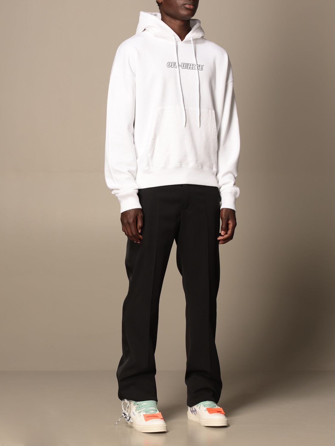 OFF-WHITE: cotton sweatshirt - White  Off-White sweatshirt  OMBB037C99FLE001 online at