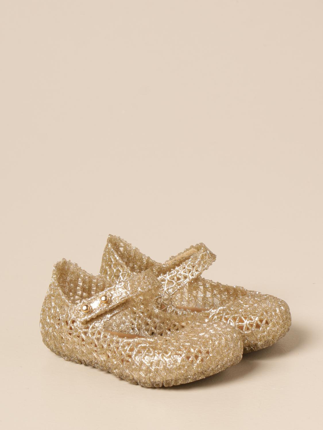 mini melissa gold sandals