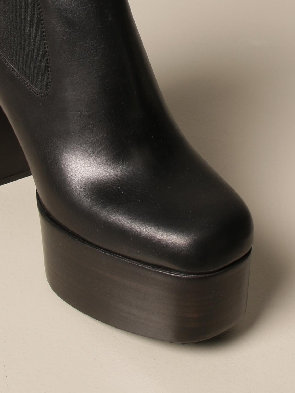 RICK OWENS: platform leather ankle boot | Flat Booties Rick Owens Women ...