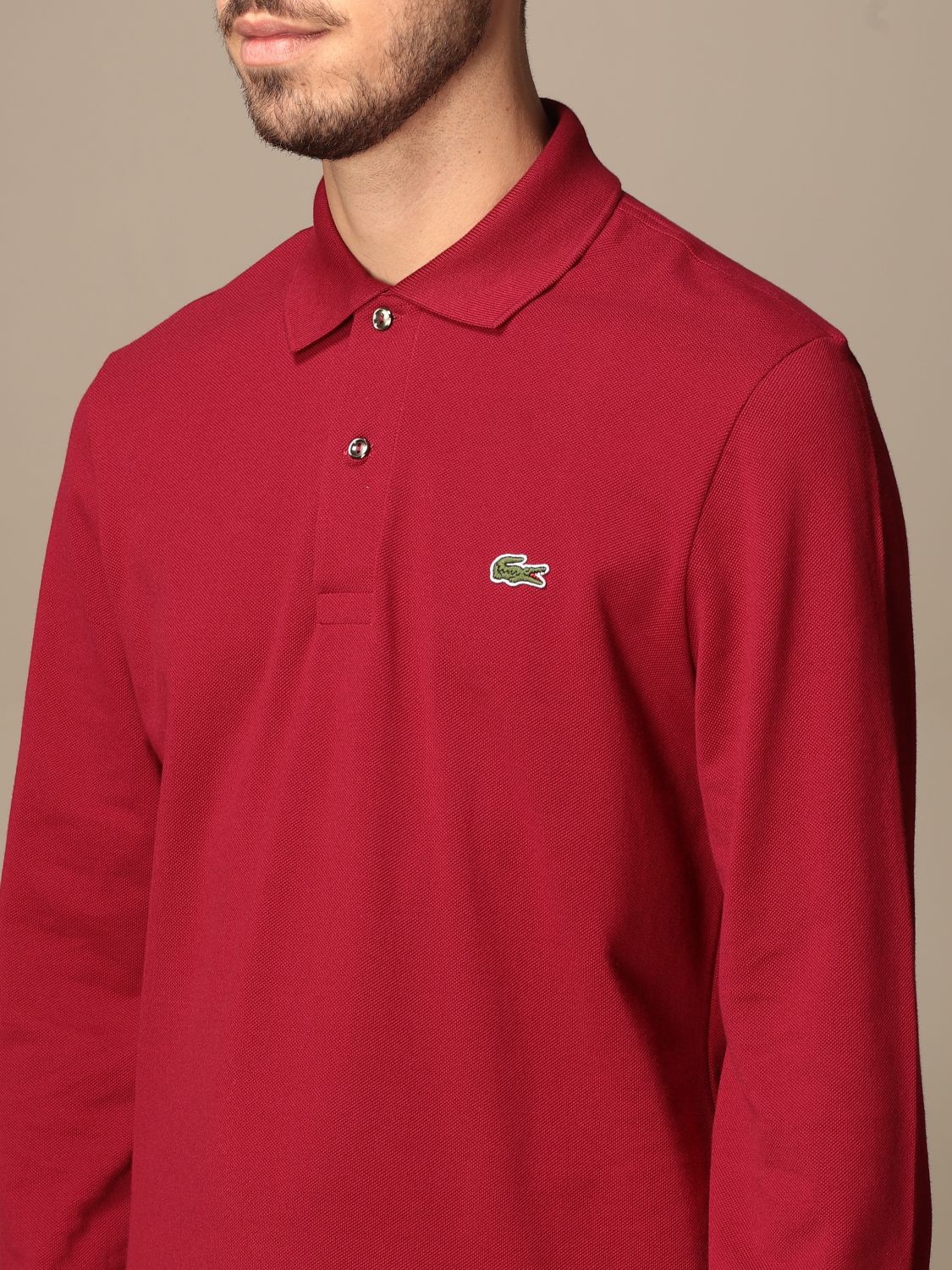 lacoste burgundy polo shirt