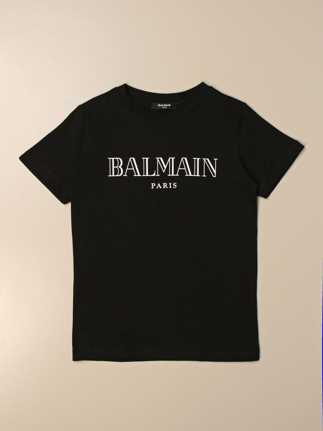 BALMAIN: cotton t-shirt with logo - Black | T-Shirt Balmain 6M8721 ...