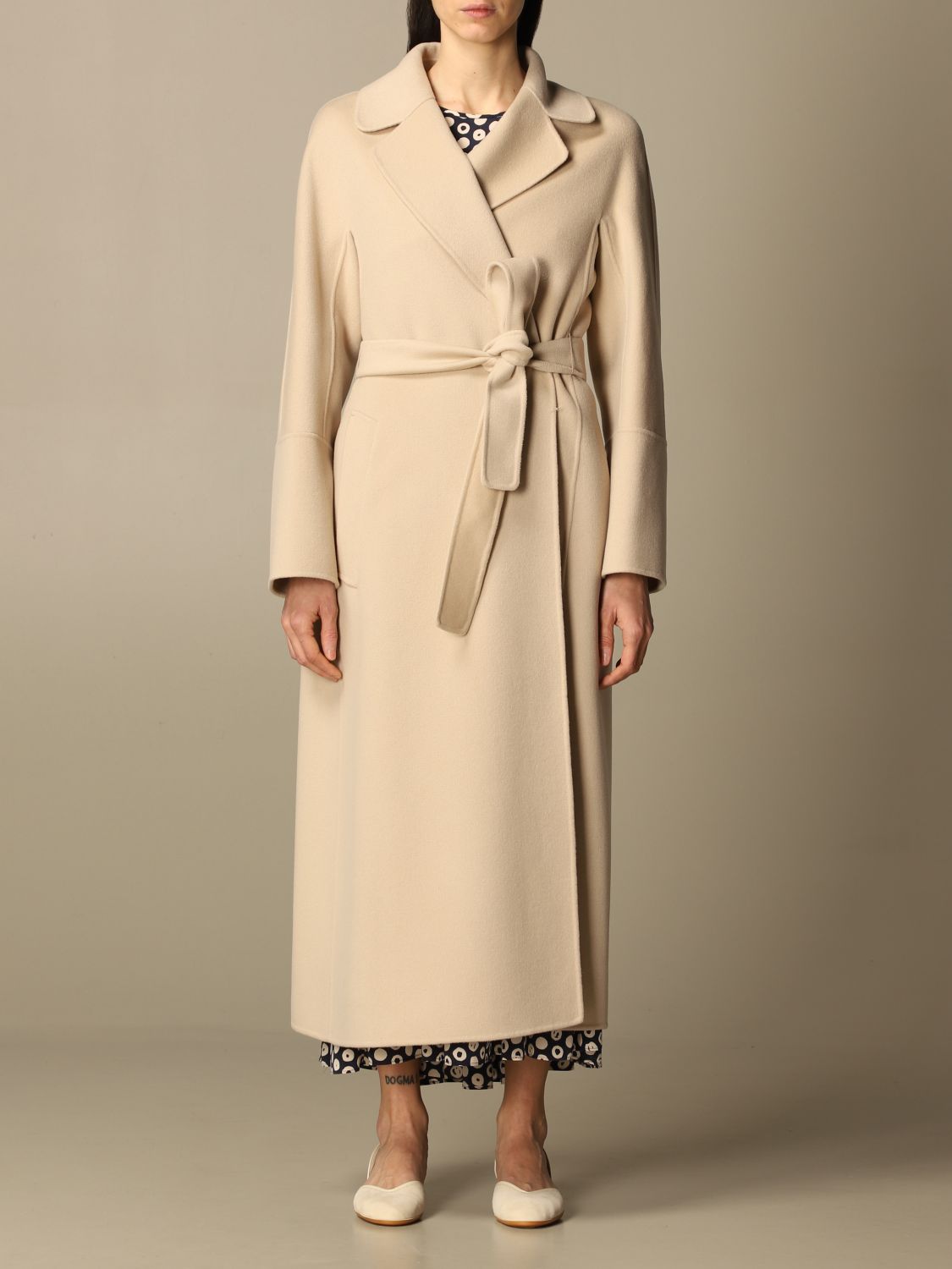 S MAX MARA: coat in virgin wool - Beige | S Max Mara coat 90110311600 ...