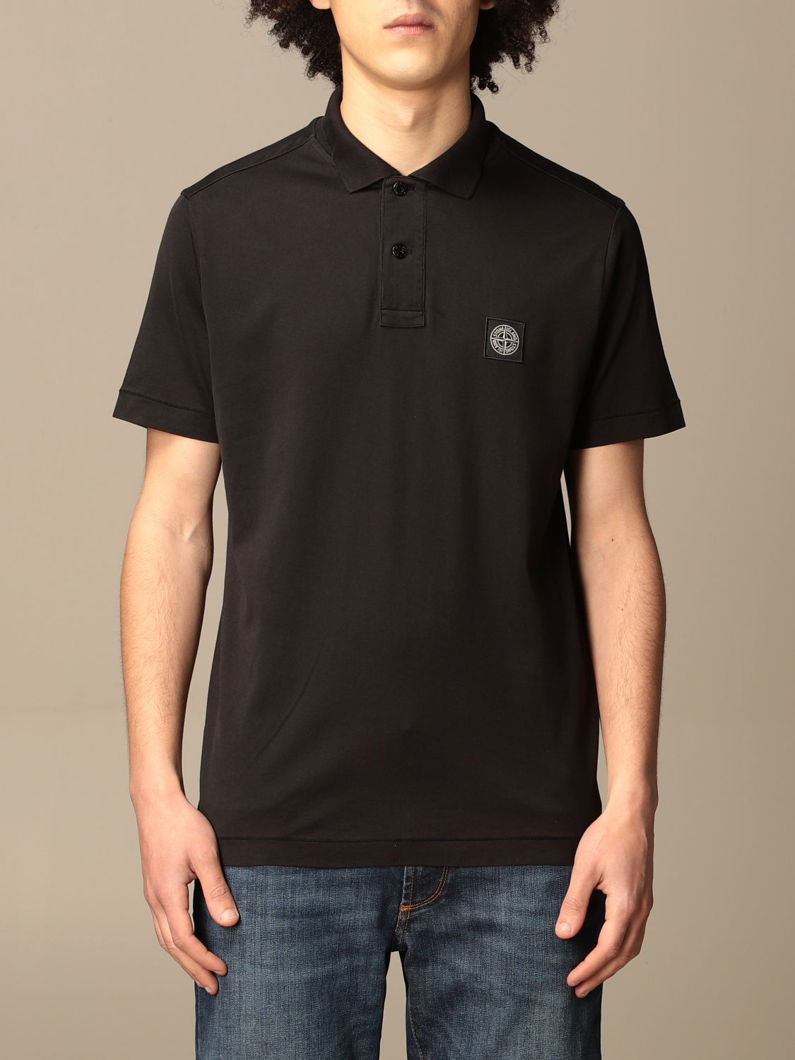 STONE ISLAND: basic polo shirt cotton with logo Black | Stone Island shirt 22613 on GIGLIO.COM