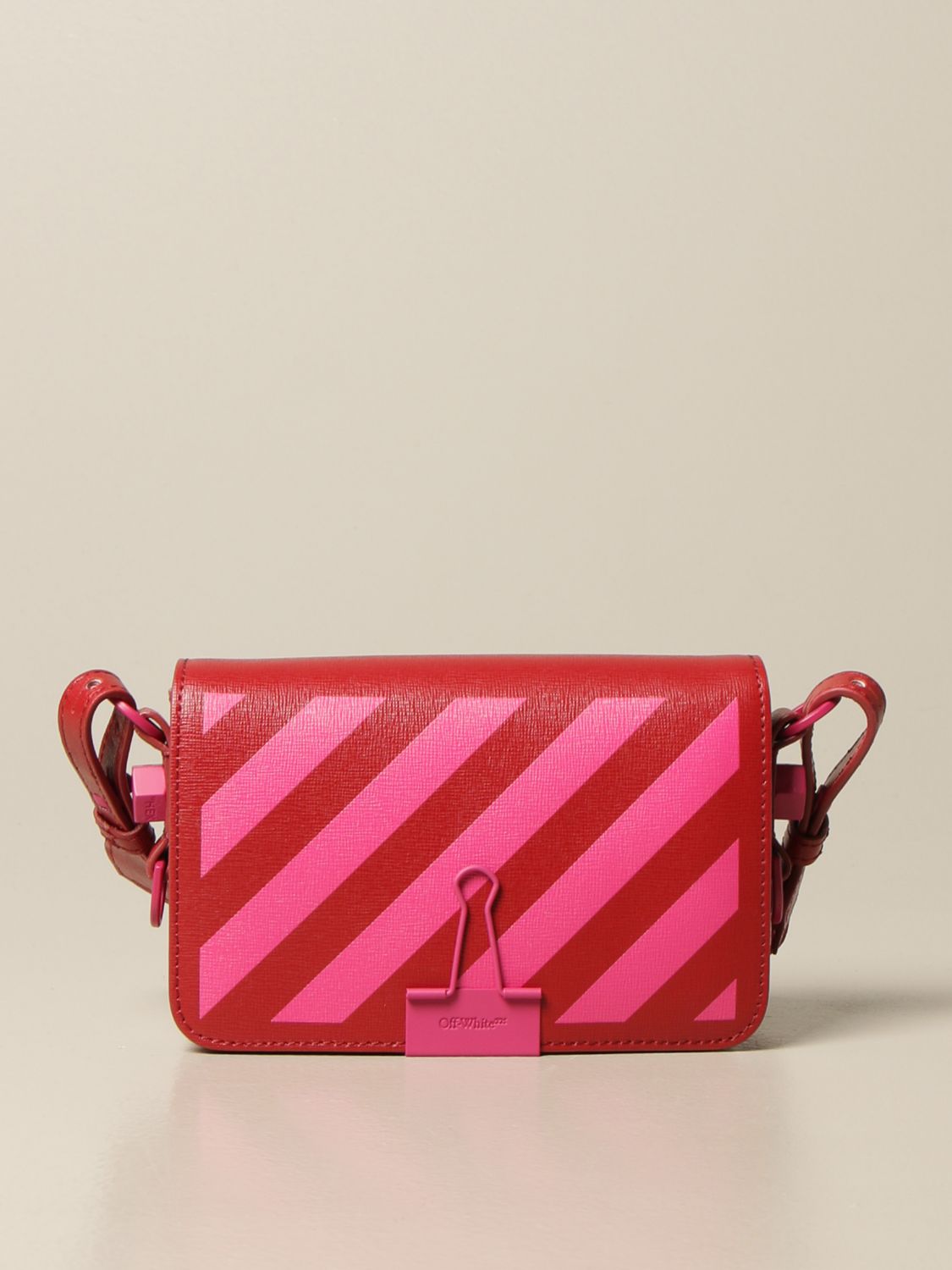 Off White crossbody bag in saffiano leather with diagonal print