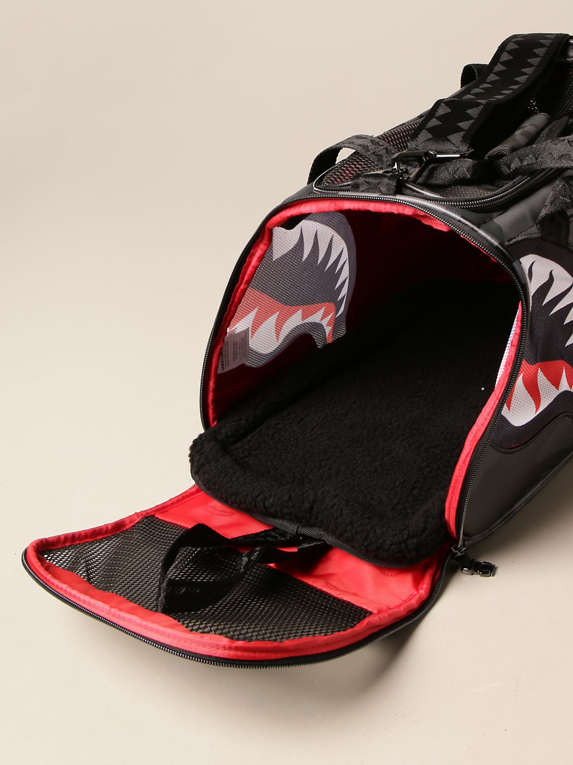 SPRAYGROUND: carrier in vegan leather with sharks print - Black