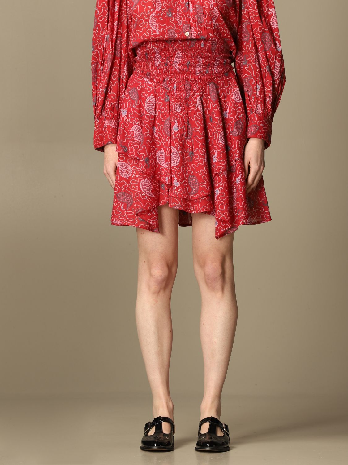 MARANT ETOILE: flounced skirt - Red | Isabel Marant Etoile skirt JU123921P031E online at GIGLIO.COM