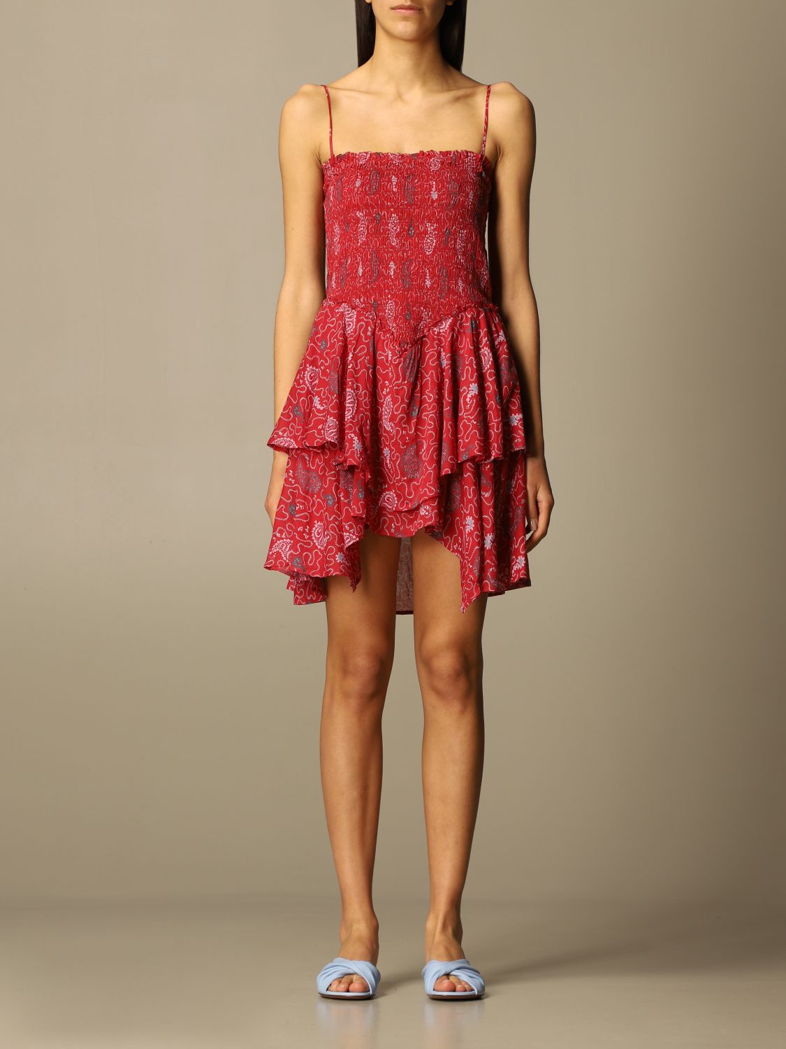 syg Distribuere religion ISABEL MARANT ETOILE: patterned short dress - Red | Isabel Marant Etoile  dress R0186621P031E online on GIGLIO.COM