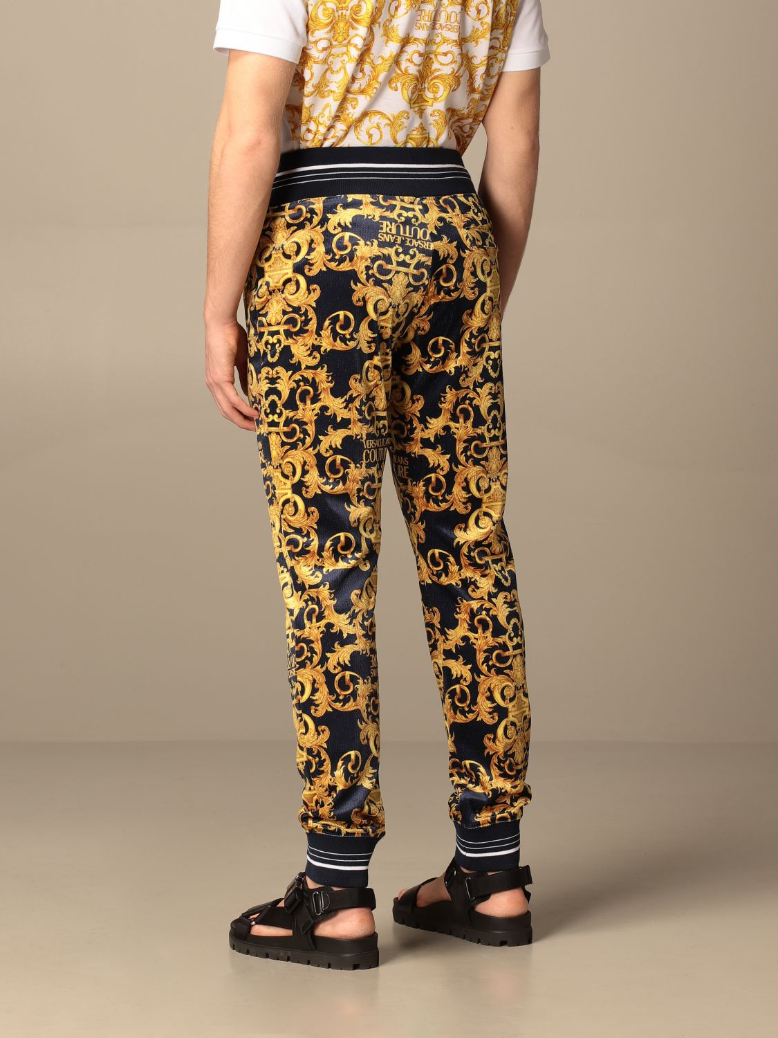 VERSACE JEANS COUTURE: jogging trousers with baroque print - Blue