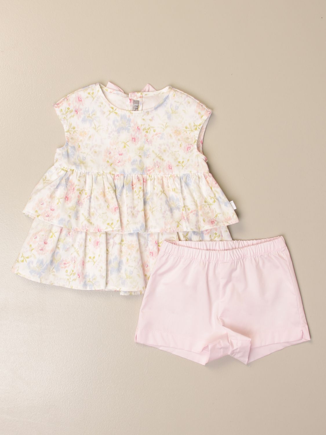 Co-ords Il Gufo: Il Gufo top + shorts patterned set pink 1