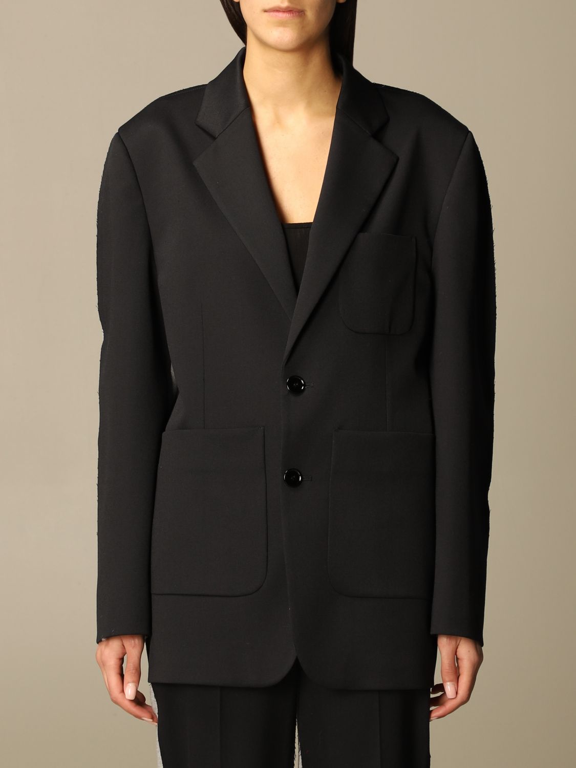 MM6 MAISON MARGIELA: Single-breasted jacket bi-material - Black | Mm6