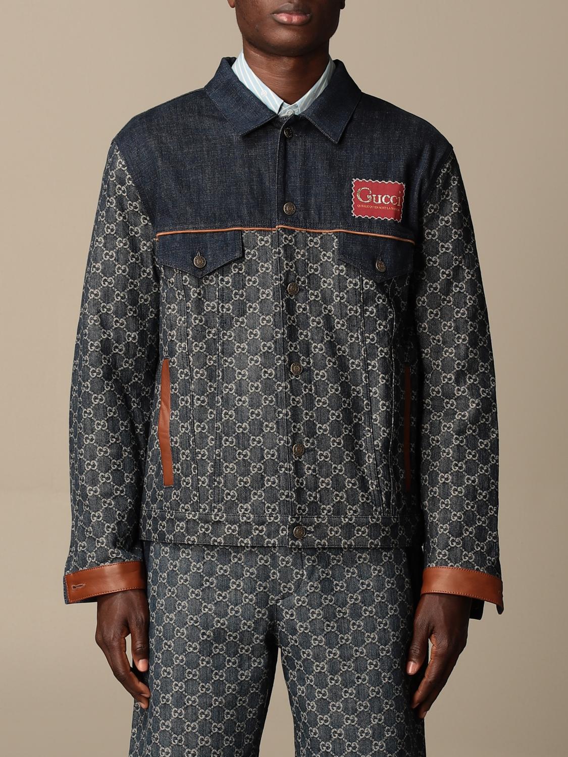 GUCCI: Giacca di jeans con logo GG Supreme all over - Denim | Giacca Gucci  649110 XDBIP GIGLIO.COM