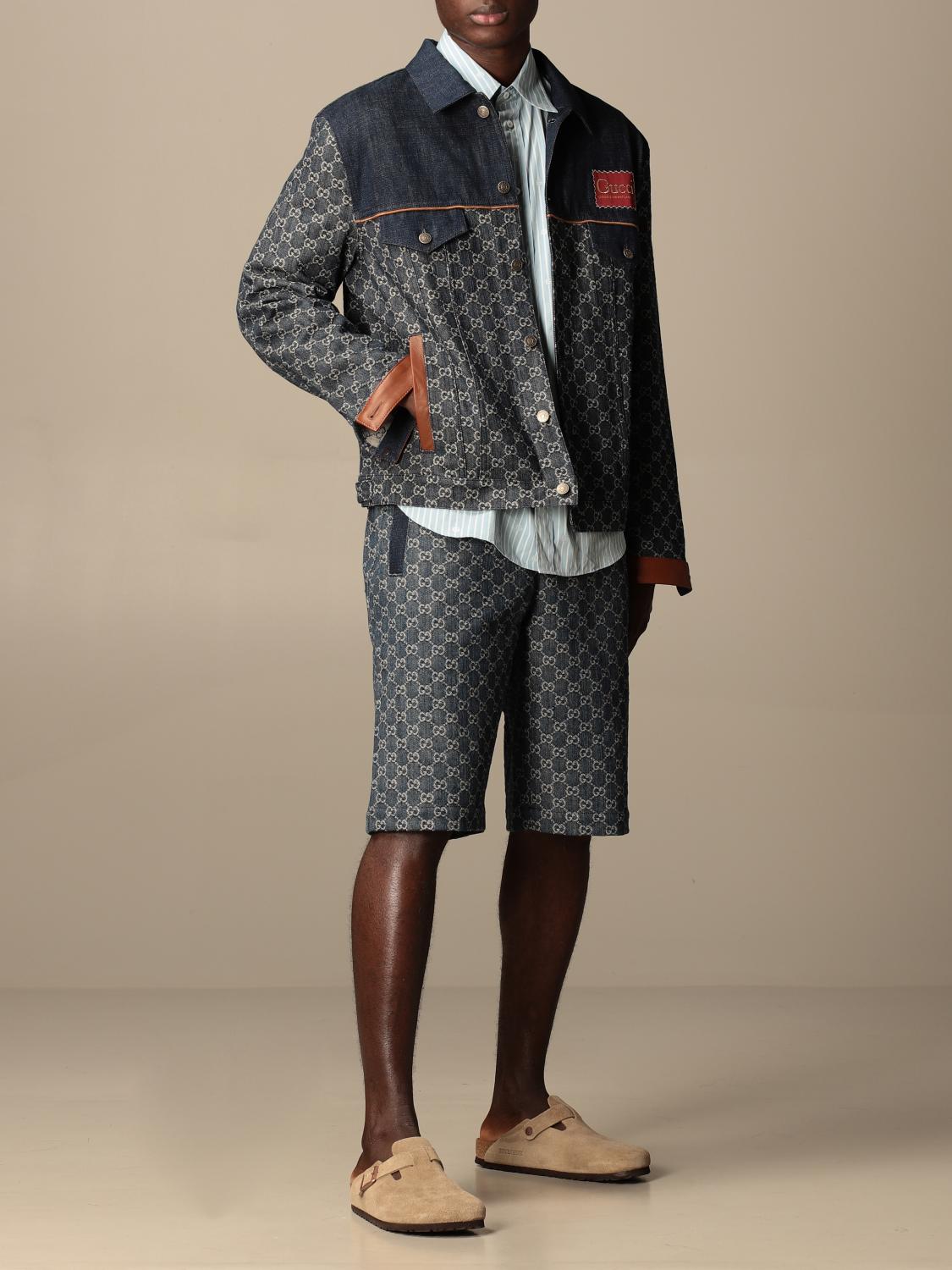 GUCCI: Giacca di jeans con logo GG Supreme all over - Denim | Giacca Gucci  649110 XDBIP GIGLIO.COM