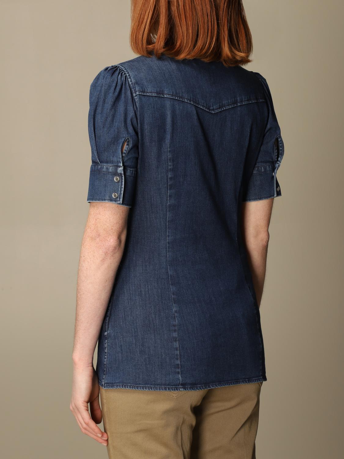 DONDUP: Camicia di jeans a maniche corte - Blue | Camicia Dondup  DC186DS0278D GIGLIO.COM