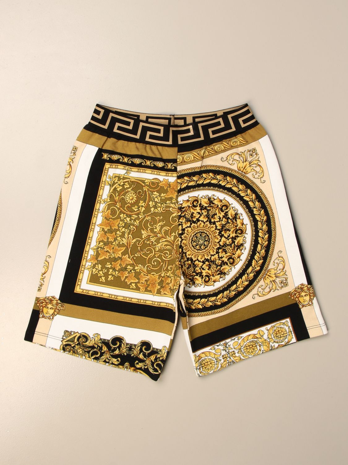 YOUNG VERSACE: Versace Young jogging shorts with greek - Gold | Young ...