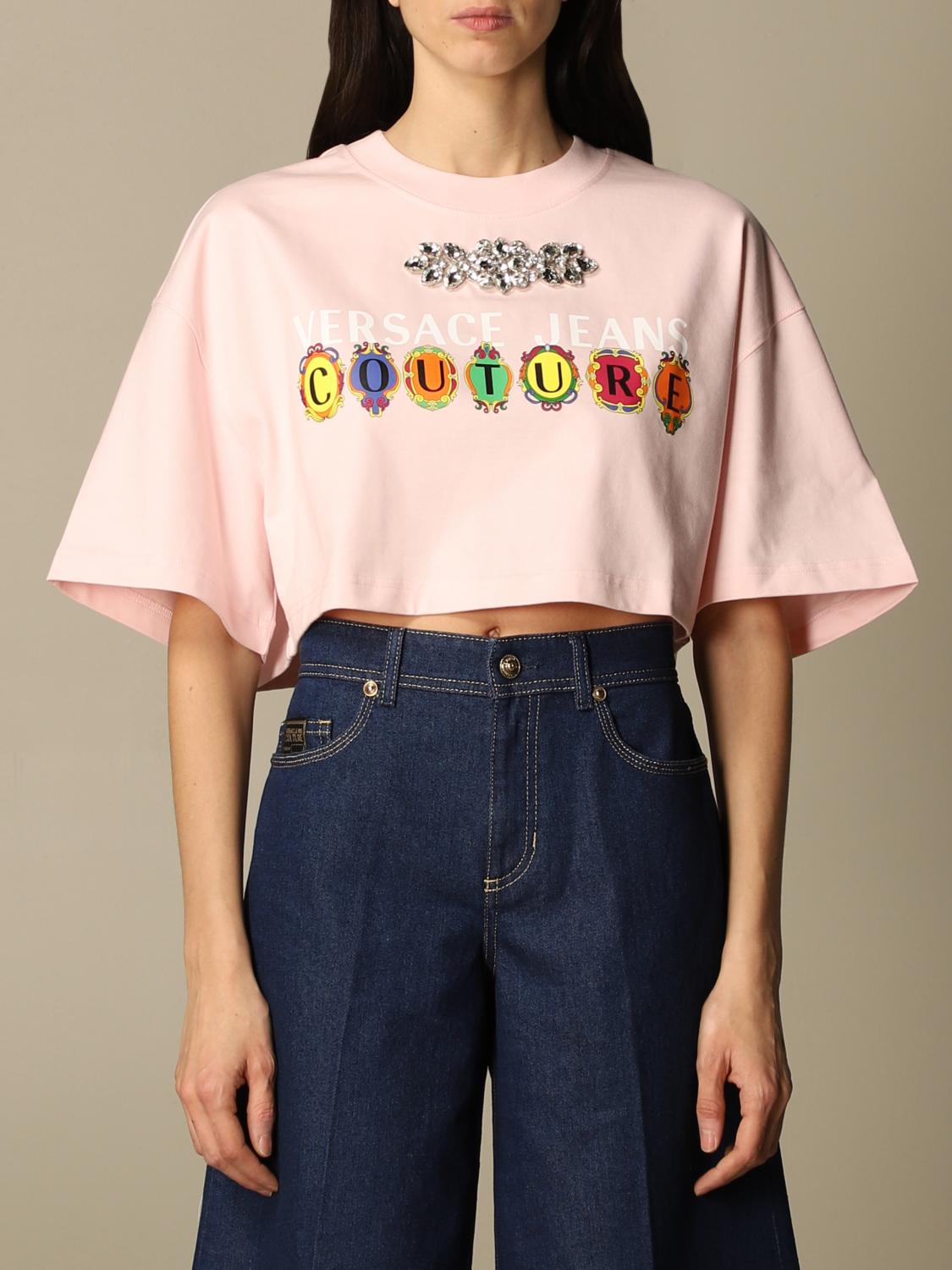 VERSACE JEANS COUTURE Damen tshirt Pink Versace Jeans Couture T