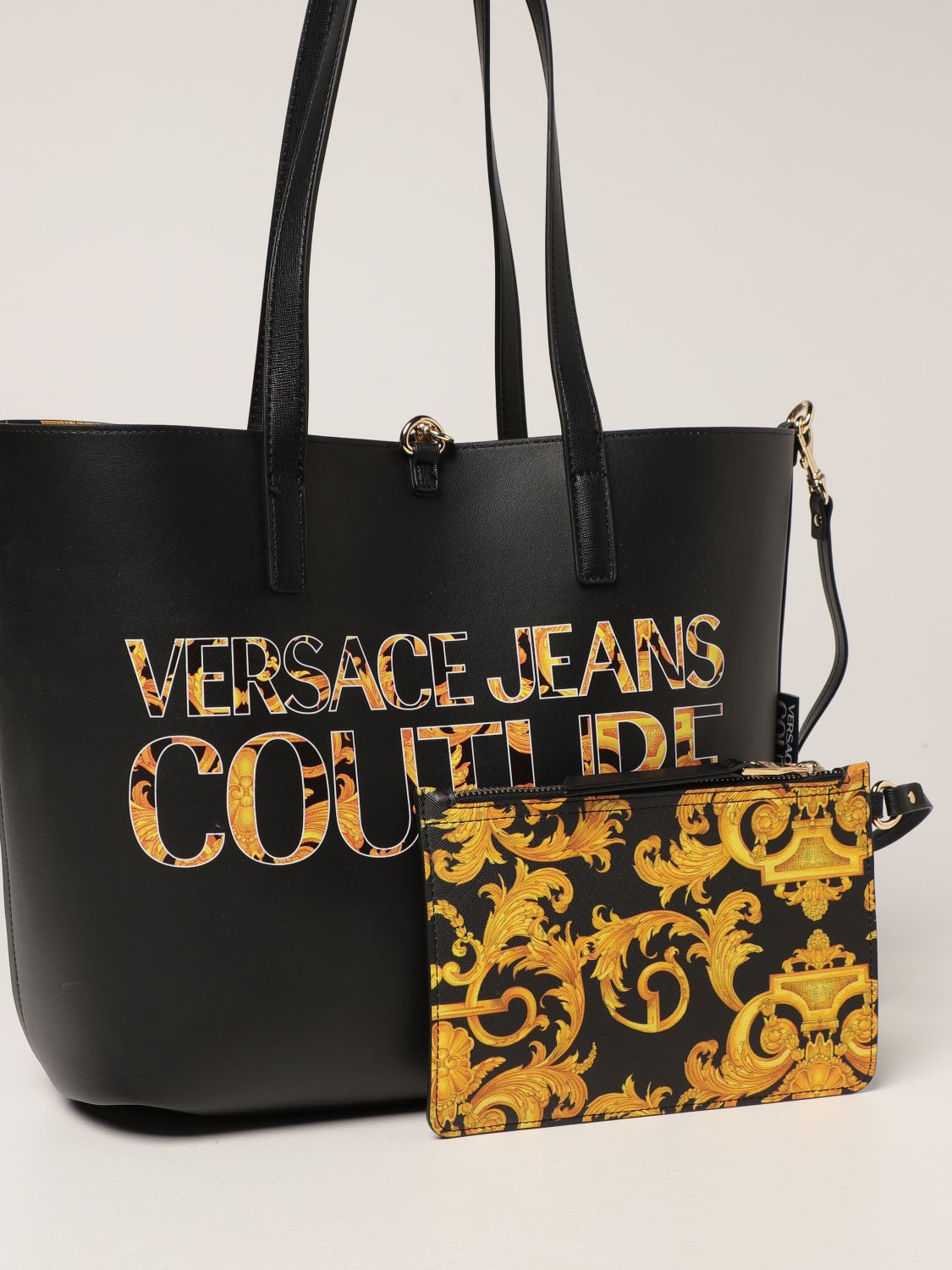VERSACE JEANS COUTURE: reversible bag in synthetic leather - Black  Versace  Jeans Couture tote bags 72VA4BZ171588 online at
