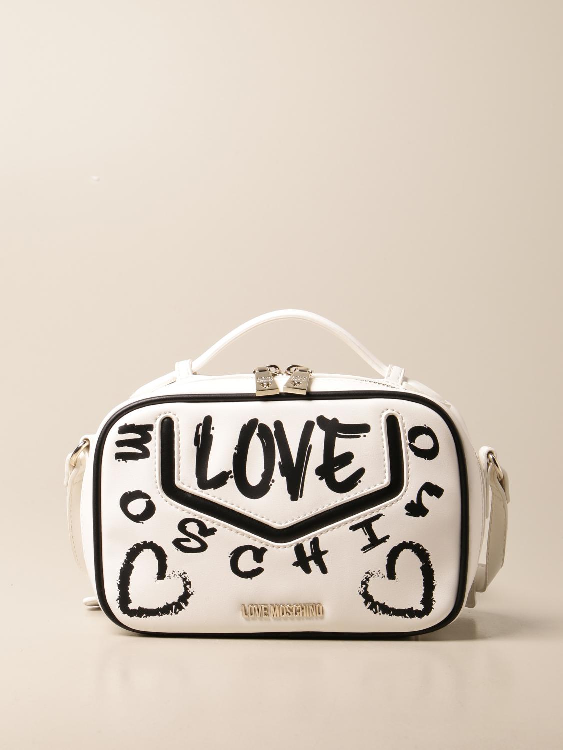 LOVE MOSCHINO crossbody bag in synthetic leather with logo print