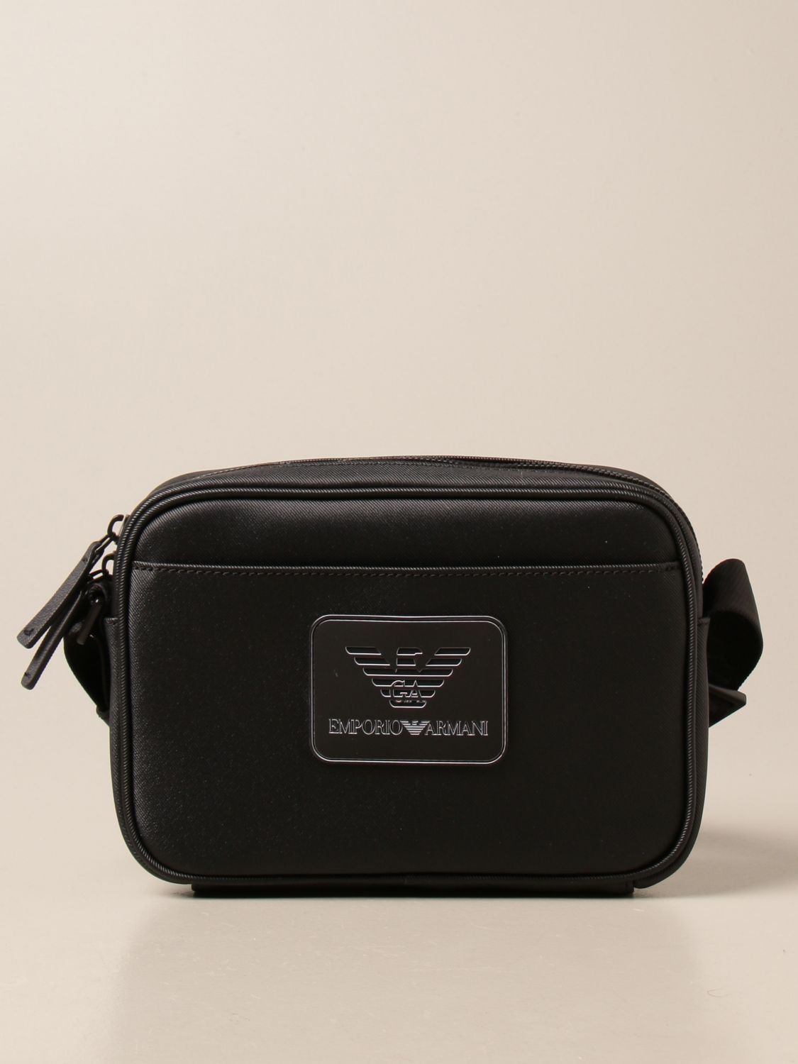 EMPORIO ARMANI: one-shoulder bag in jacquard fabric - Black  Emporio Armani  shoulder bag Y4O419Y022V online at