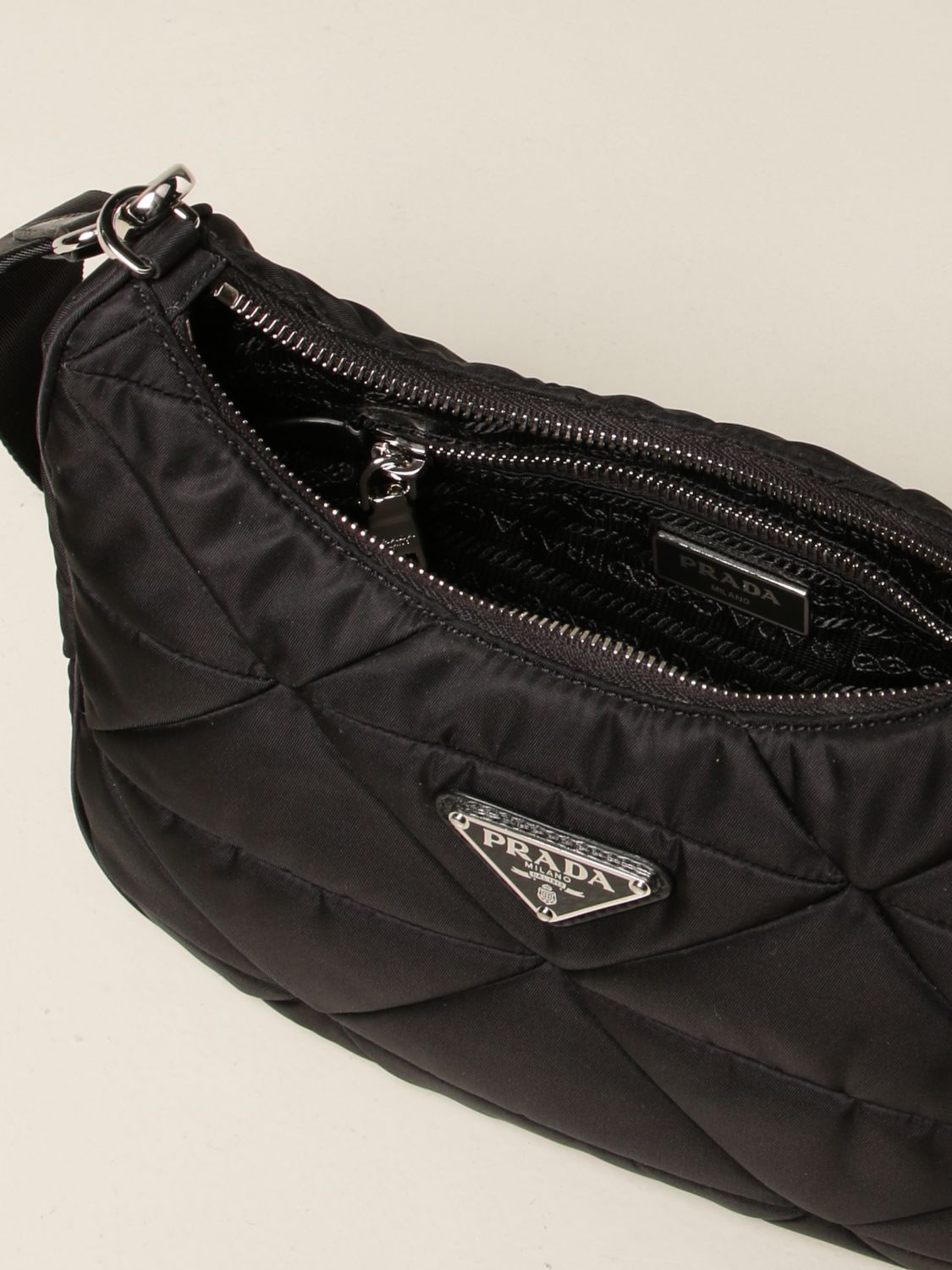 PRADA: crossbody bag in quilted nylon | Handbag Prada Women Black ...