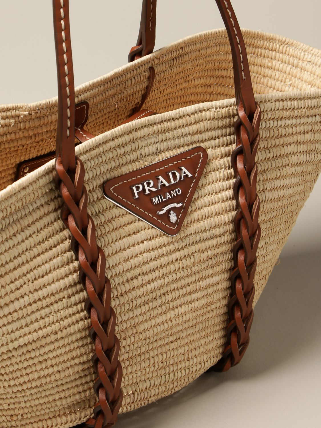 Woven Fabric Shopping Bag - Prada - Woman