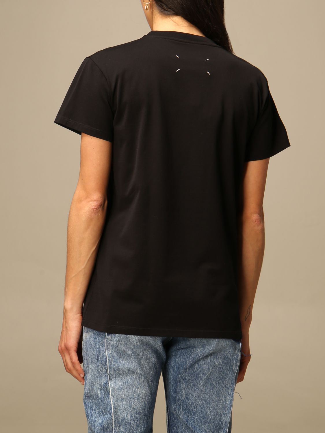 CamiciaMM6 by Maison Martin Margiela in Cotone di colore Nero Donna Abbigliamento da T-shirt e top da Camicie 