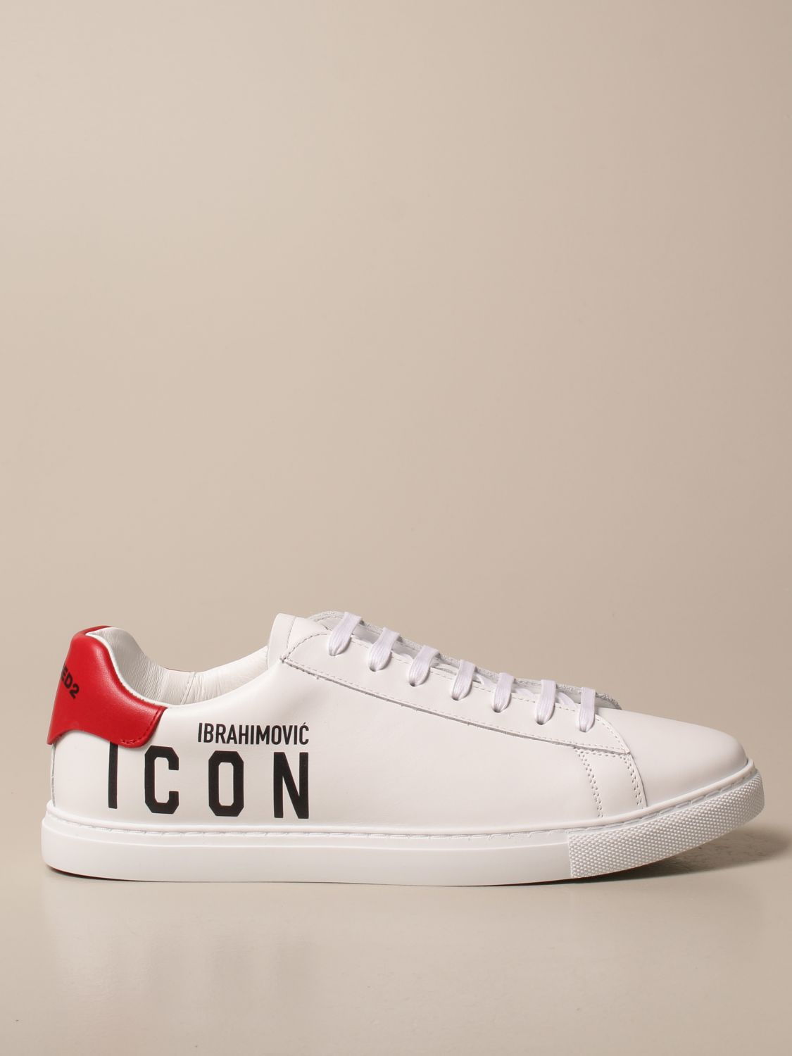 Dsquared2 Icon Ibrahimovic X Sneakers In Leather With Logo In 