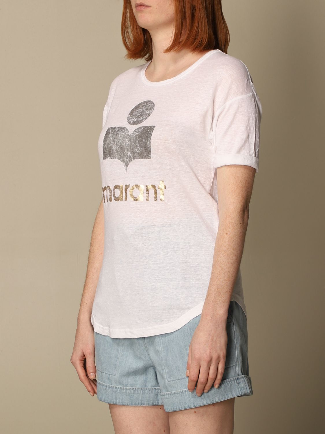 ISABEL MARANT ETOILE: logo t-shirt | T-Shirt Isabel Marant Etoile Women White | T-Shirt Isabel Etoile TS029900M008E