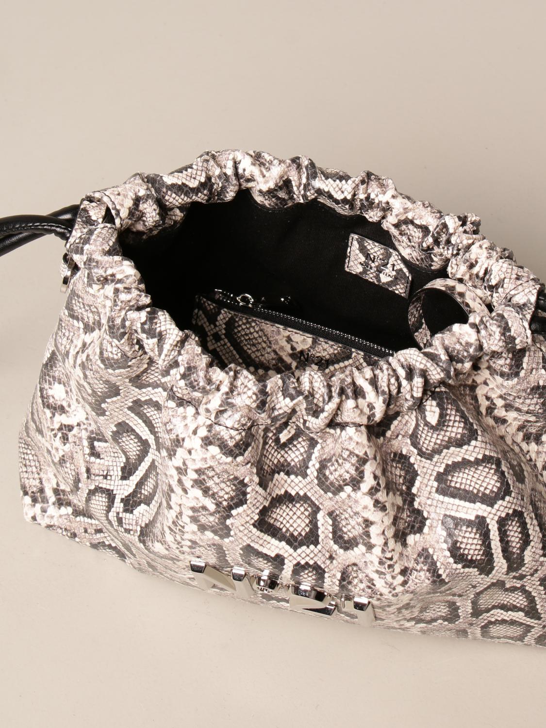 N° 21: N ° 21 Crossbody Bag In Python Print Leather - White 