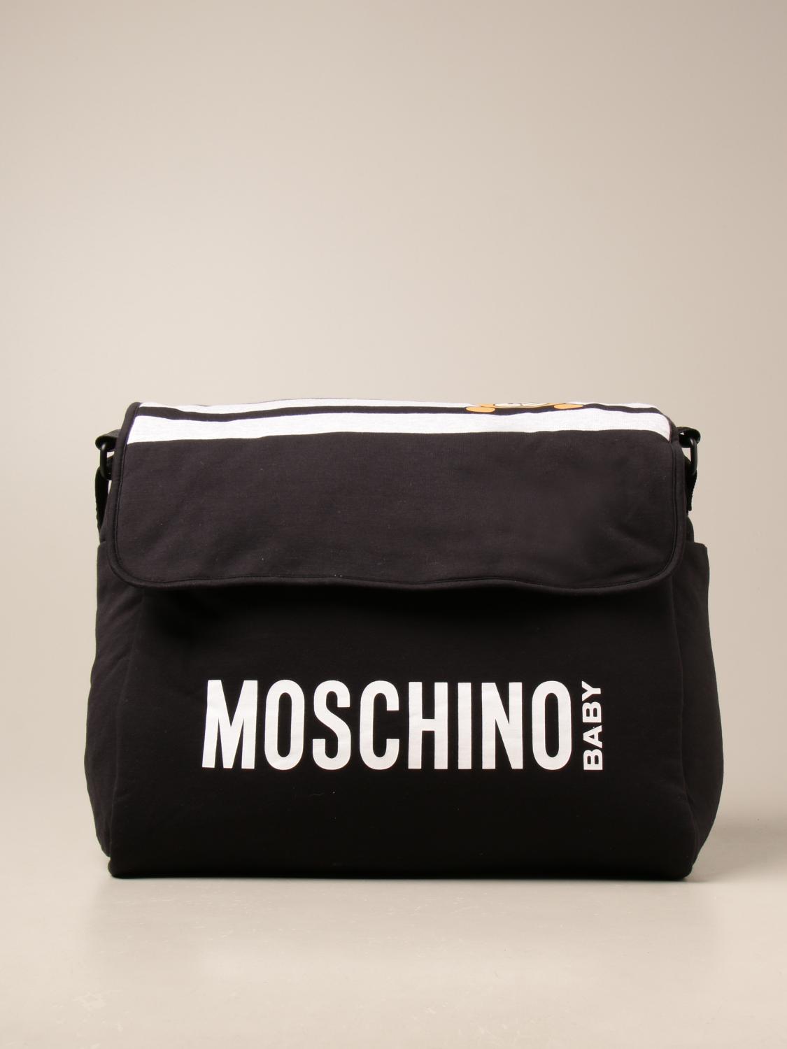 MOSCHINO BABY Diaper bag in tessuto con orsetto Nero Borsa